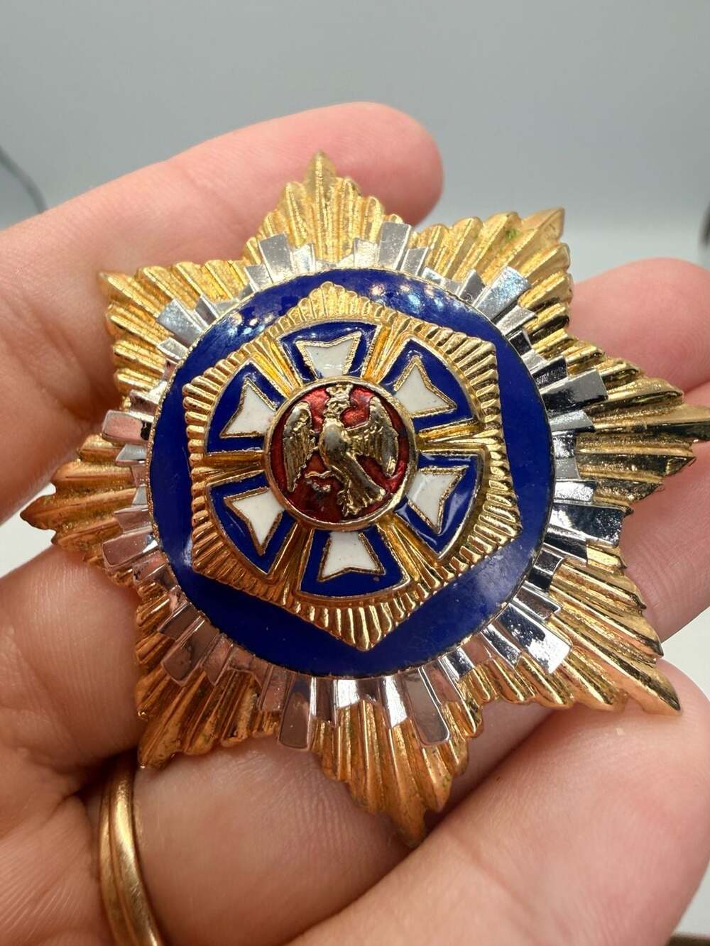 Coro Star Brooch Enamel Heraldic Pin Vintage